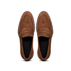 Zelli Roma Italian Suede Penny Loafers in a Beautiful Tobacco Finish