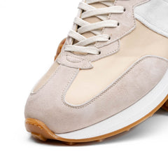Zelli Roxi Luxury Sneaker in Taupe Suede and Smooth Calfskin