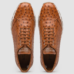 Marco Di Milano Scanno Cognac Ostrich Quill Sneakers 