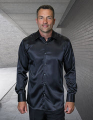 statement-men-s-long-sleeve-woven-shirt-solid-color-satin