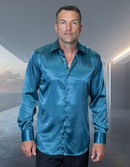 statement-men-s-long-sleeve-woven-shirt-solid-color-satin