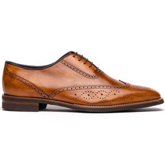 Zelli Stephano Wingtip Oxfords with Brogue Detailing in Camel