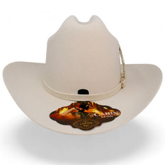 Texana Carin Leon Oficial Color Hueso con Pluma de Plata
