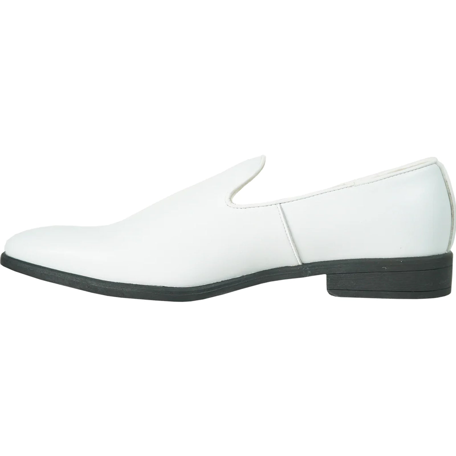 Bravo Mens Classic Plain Toe Slip on Loafer Dress Shoe in White