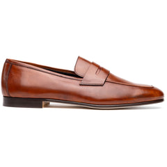 Zelli Tippa Italian Calfskin Penny Loafers, a Classic Cognac Slip-On