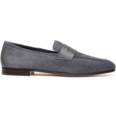 Zelli Tippa Suede and Calfskin Penny Loafers in Grey