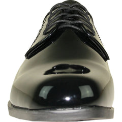 Bravo Mens Classic Formal Shiny Patent Tuxedo Shoe in Black