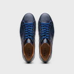 Zelli Vivo Tumbled Calfskin Sneakers in Navy with Contrast Soles